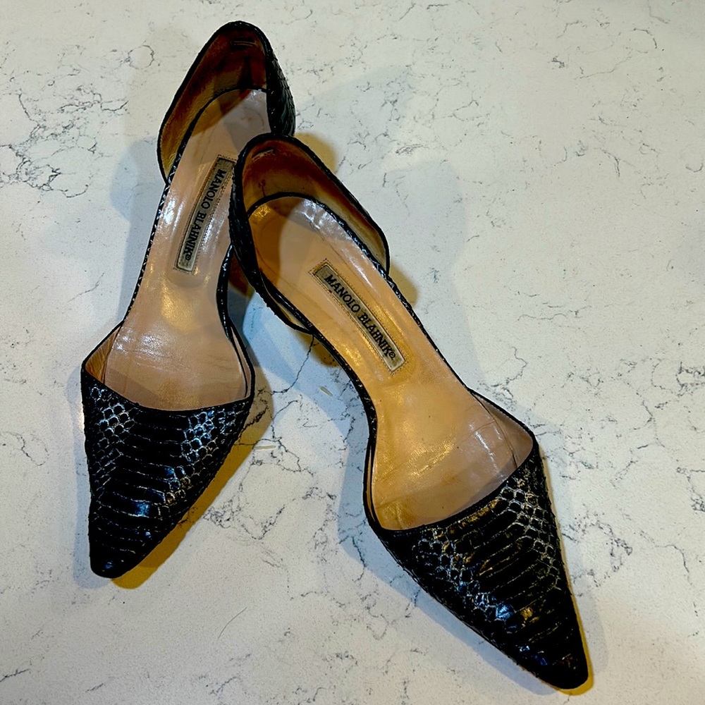 Manolo Blahnik vintage snakeskin kitten heels
